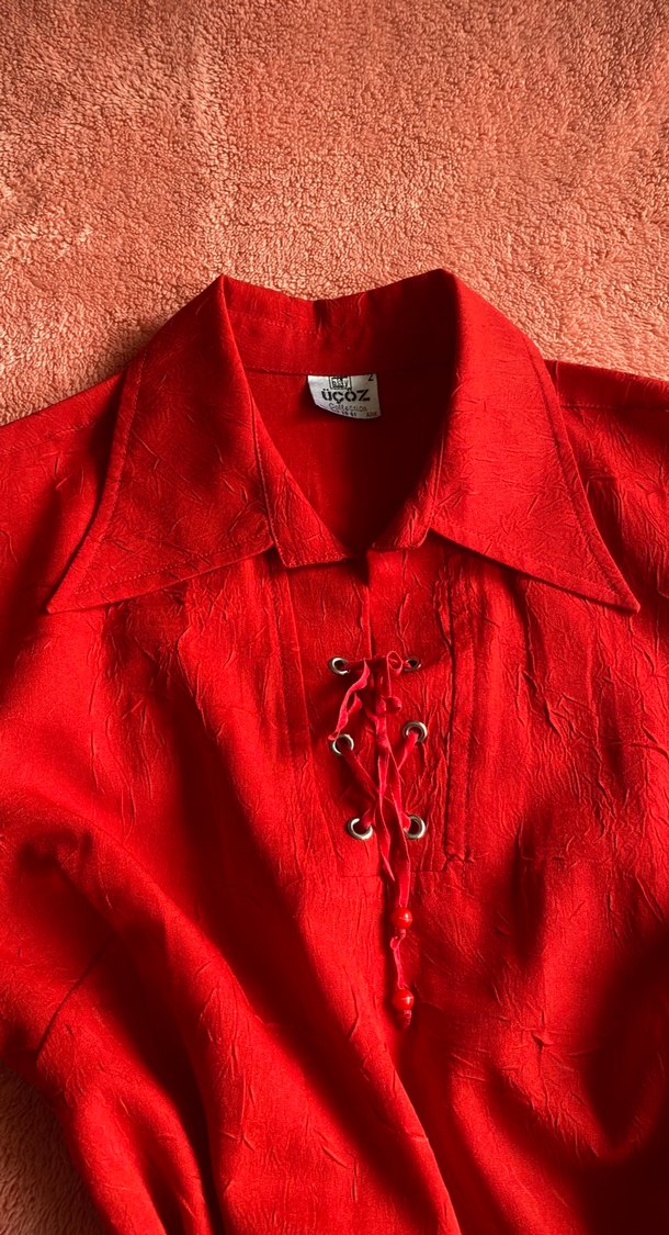 Kırmızı vintage gömlek - Görsel 3