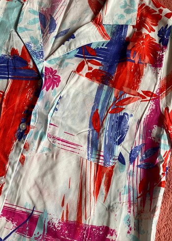 Renkli Bohem Kısa Kollu Gömlek - Görsel 3