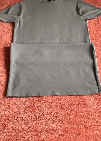 Gri Midi Kısa Kollu Drapeli Kadın Elbise - Görsel 4