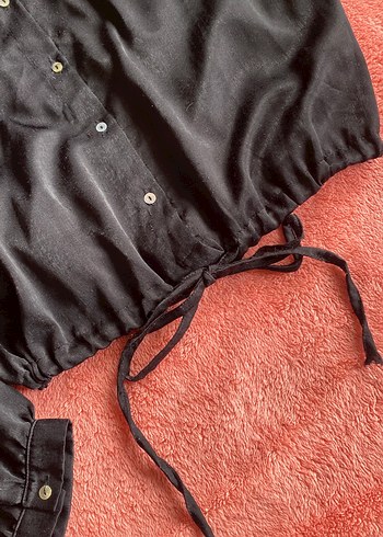 Siyah saten gömlek - Görsel 5