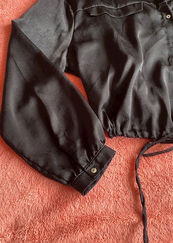 Siyah saten gömlek - Görsel 3