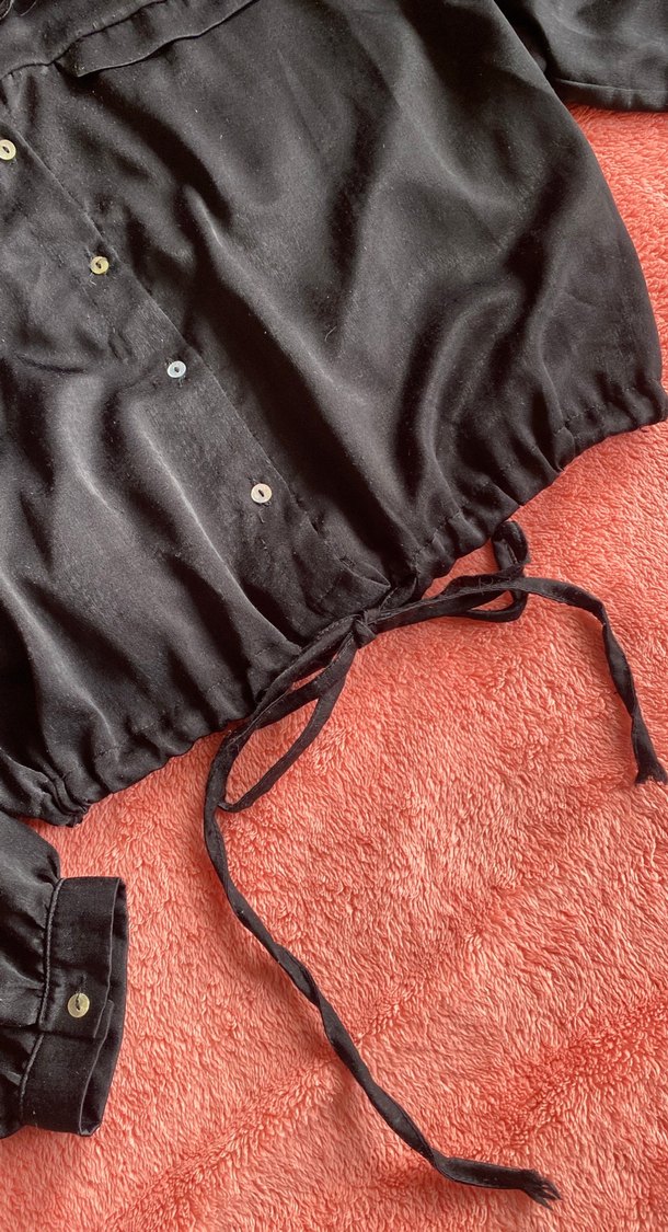 Siyah saten gömlek - Görsel 5