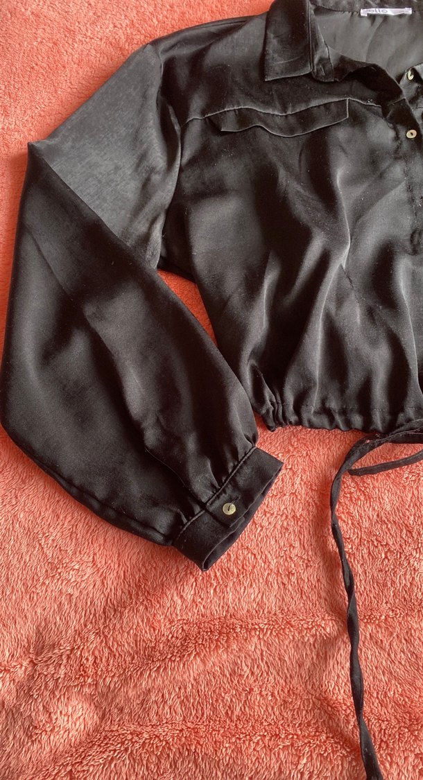 Siyah saten gömlek - Görsel 3