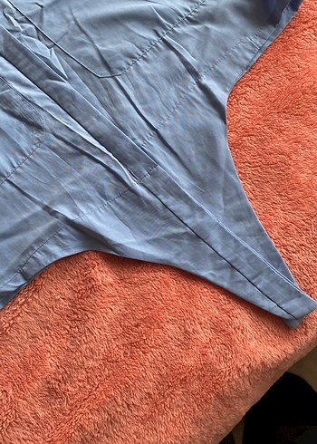 Düğmeli Mavi Kısa Denim Gömlek - Görsel 4