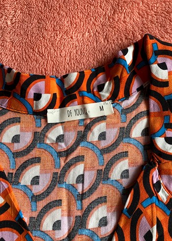 Renkli V Yakalı Kısa Bohem Gömlek - Görsel 2