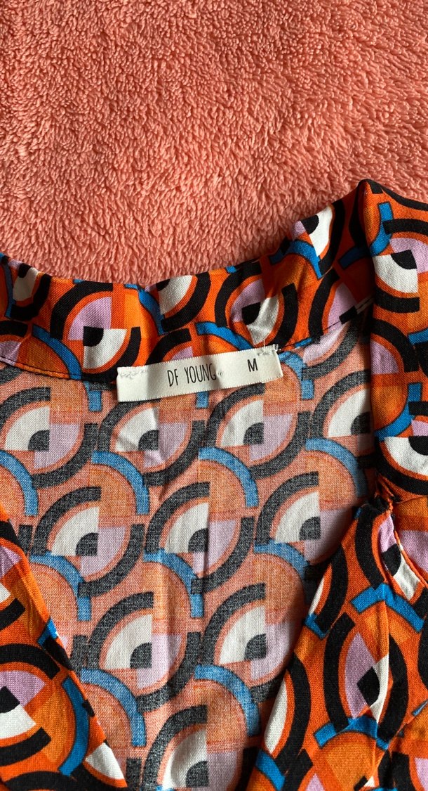 Renkli V Yakalı Kısa Bohem Gömlek - Görsel 2