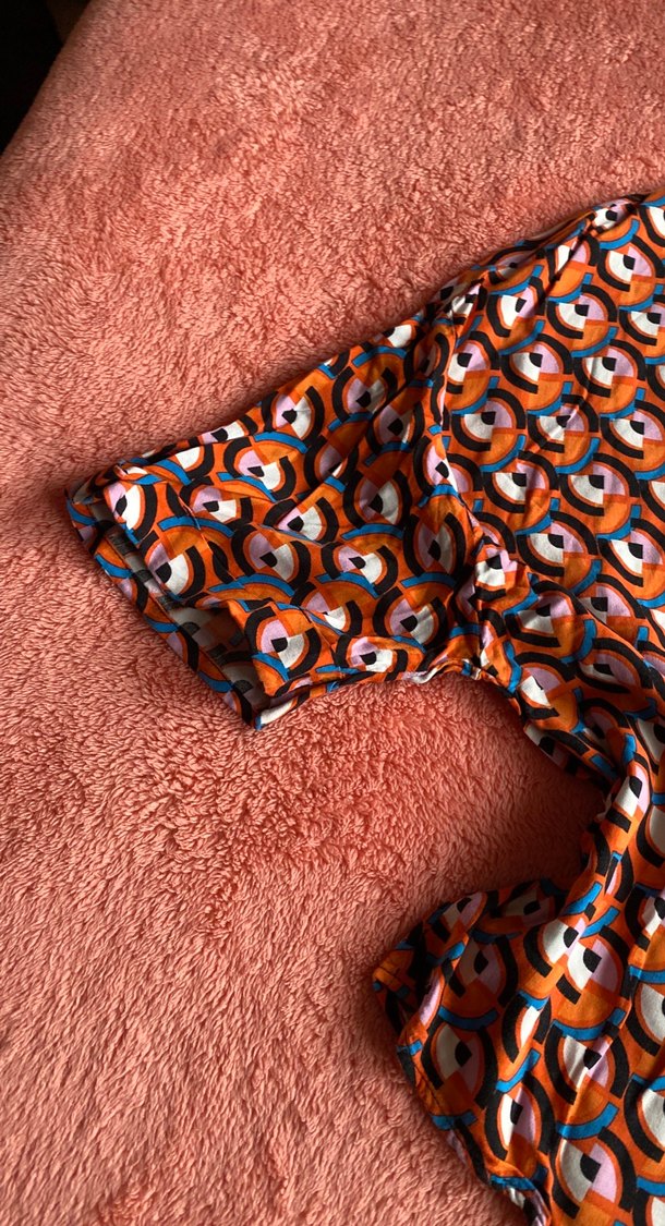 Renkli V Yakalı Kısa Bohem Gömlek - Görsel 3