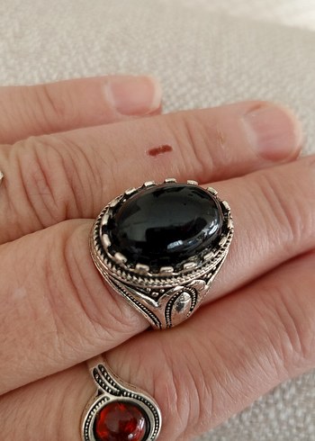 Siyah Taşlı Gotik Erkek Yüzük - Görsel 3
