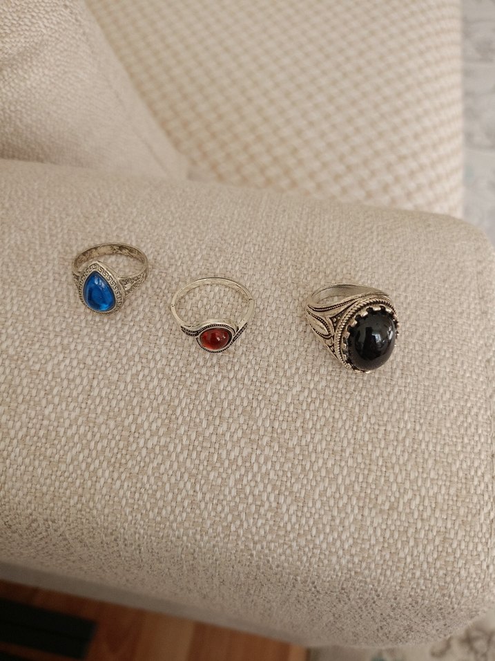 Siyah Taşlı Gotik Erkek Yüzük - Görsel 2