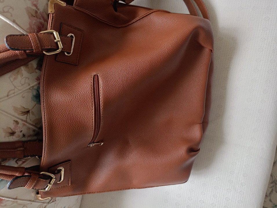 Kahverengi Deri Tokalı Kadın Çanta - Görsel 4