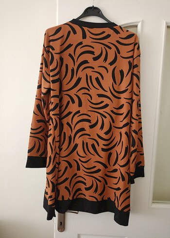 Kahverengi Zebra Desenli Uzun Kollu Tunik takım - Görsel 3