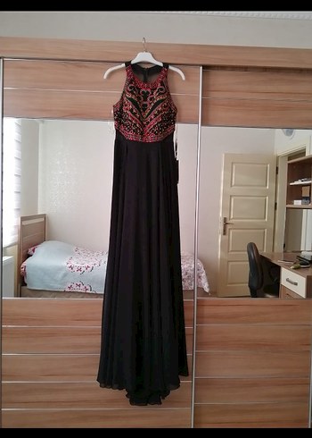 Boncuk İşlemeli Siyah Bohem Uzun Elbise - Görsel 2