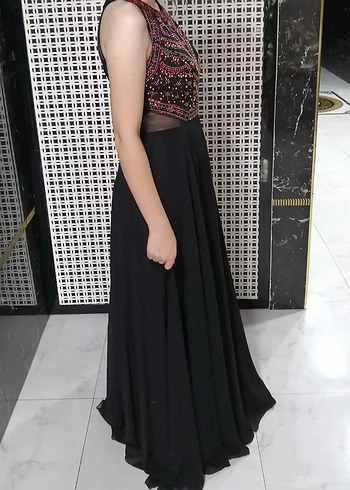 Boncuk İşlemeli Siyah Bohem Uzun Elbise - Görsel 4