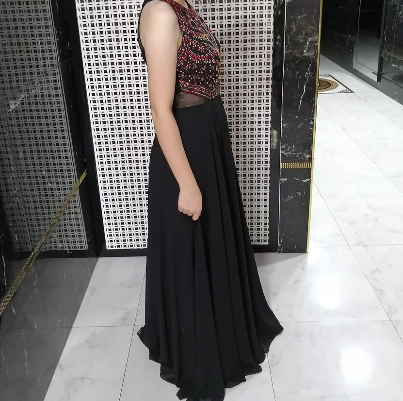 Boncuk İşlemeli Siyah Bohem Uzun Elbise - Görsel 4