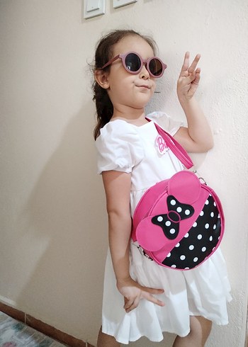 Pembe puantiyeli kiz cocuk çanta - Görsel 3