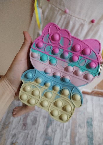  Beden pembe Renk Pembe ayicik seklinde popit Çanta