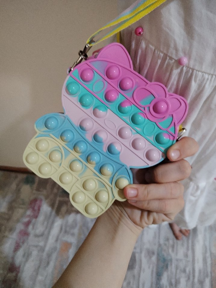 Pembe ayicik seklinde popit Çanta - Görsel 5