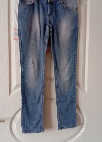 T-box Gri Mavi Regular Fit Kadın Denim Pantolon