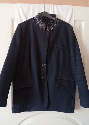 36 Beden lacivert Renk Lacivert Kadın Denim Blazer Ceket