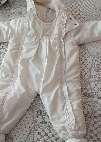 Bebek Kız Beyaz Kürklü Tulum