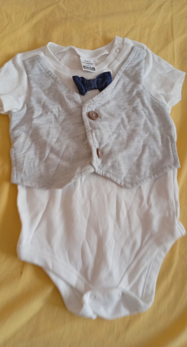 Gri Yelekli Beyaz Bebek Çıtçıtlı Body - Görsel 2