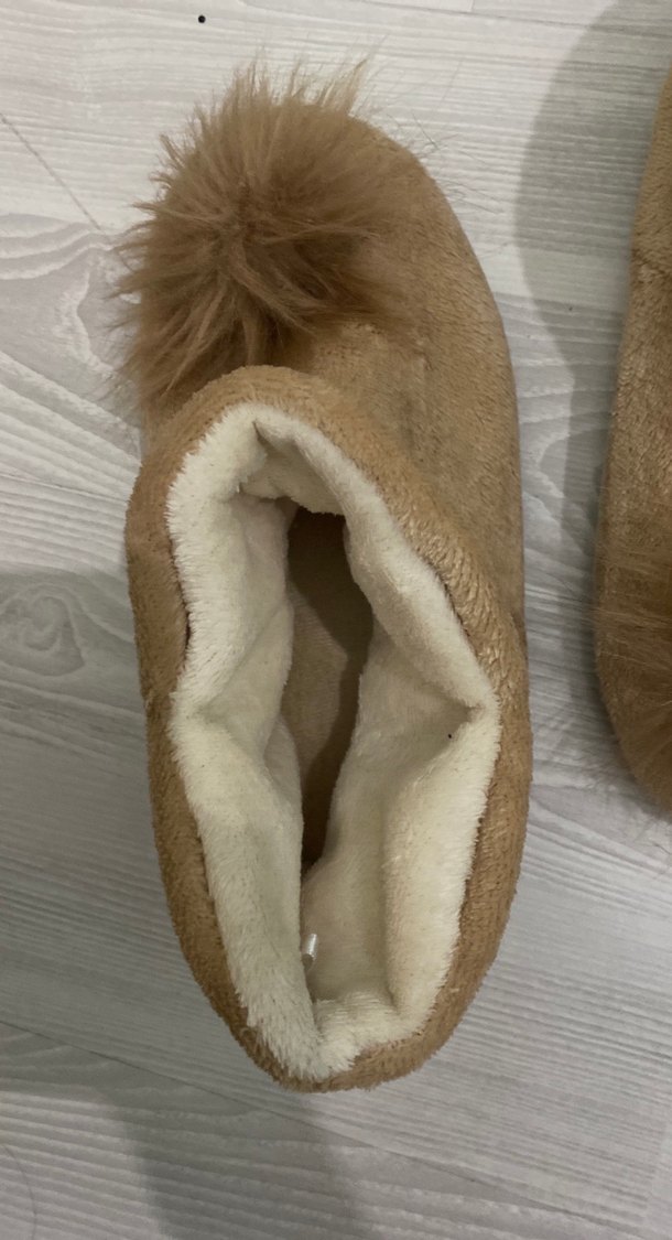Kızlar için bej sıcak kürklü terlik - Görsel 3