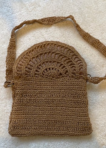 Dantel Detaylı Örgü Bohem Kadın Çapraz Çanta - Görsel 4