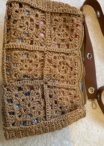 Dantel Detaylı Örgü Bohem Kadın Çanta - Görsel 3