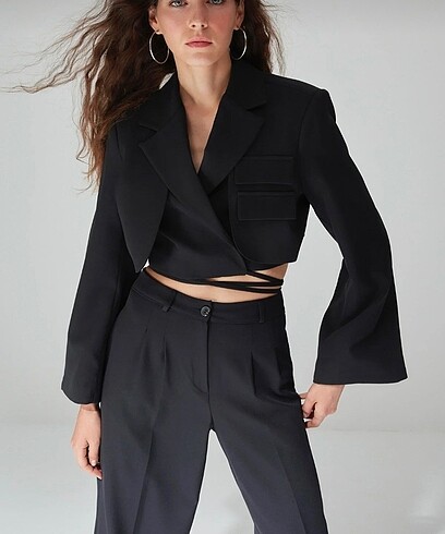 Crop blazer ceket