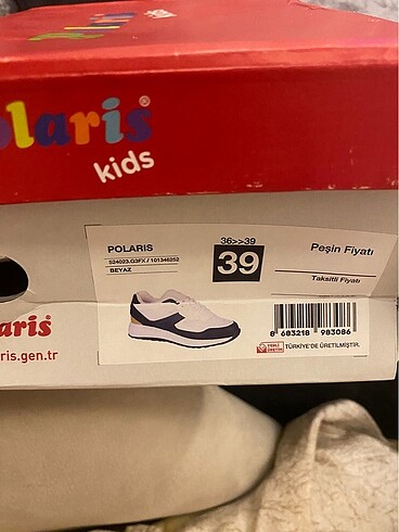 39 Beden beyaz Renk Sıfır etıketli Polaris spor ayakkabı