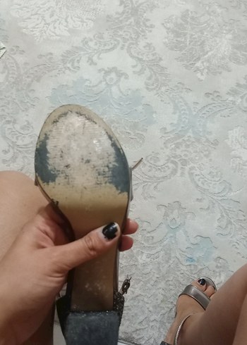 39 Beden gri Renk Gri payetli Topuklu Kadın Ayakkabı