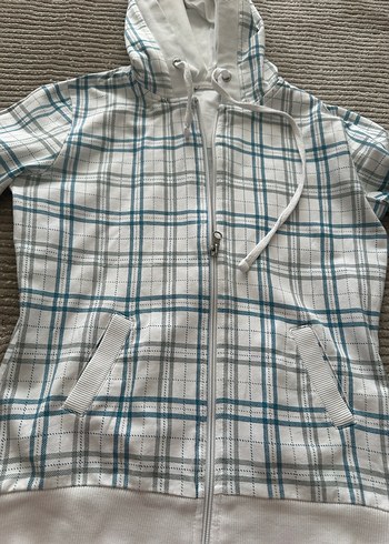 Diğer Kapüşonlu Kareli Fermuarlı Kadın Sweatshirt-36 beden