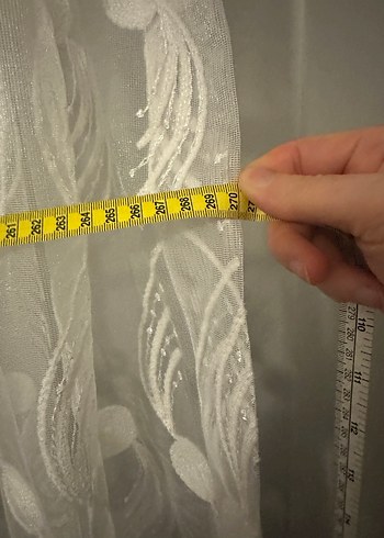 Kanun pile beyaz renk simli tül perde - Görsel 4