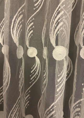 Kanun pile beyaz renk simli tül perde - Görsel 2