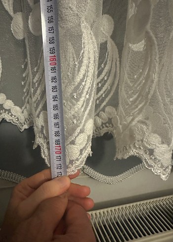 Kanun pile beyaz renk simli tül perde - Görsel 5