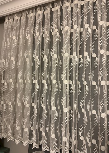 Kanun pile beyaz renk simli tül perde - Görsel 6