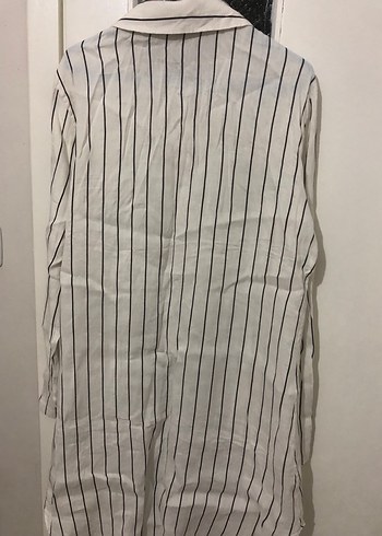 Çizgili Keten Uzun Kollu Gömlek - Görsel 2