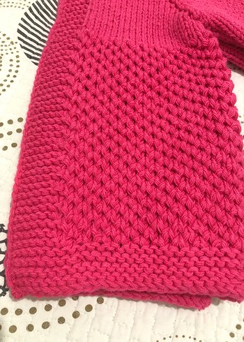 Kız Çocuk Kapüşonlu el Örgüsü Hırka 4-5 yaşa uygun - Görsel 3