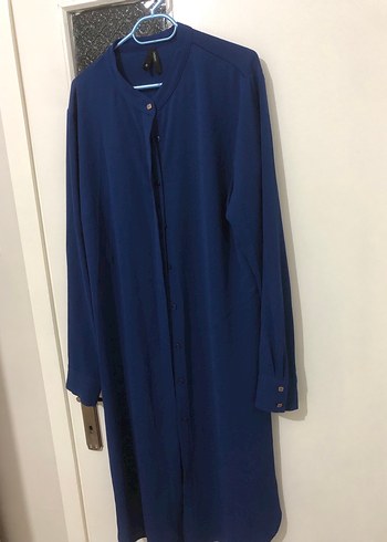 Uzun Kollu Lacivert Kadın Tunik - Görsel 5