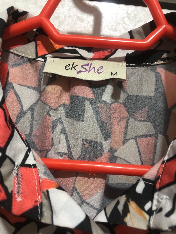 Düğmeli Çok Renkli Desenli Uzun Kollu Kadın Gömlek - Görsel 3