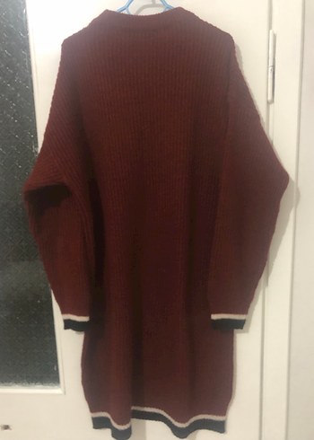 Bordo yün kadın uzun buluz - Görsel 3