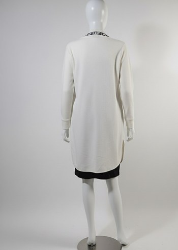 Kadın Beyaz Uzun Hırka Notched Yaka - Görsel 2