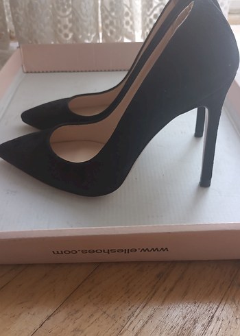 Siyah Süet Stiletto Kadın Ayakkabı - Görsel 2