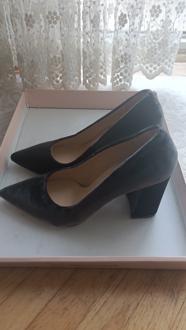 Gri Süet Topuklu Kadın Ayakkabı - Görsel 2