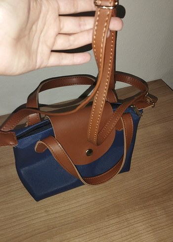 Diğer Kahverengi Tokalı Lacivert Deri Kadın Çanta