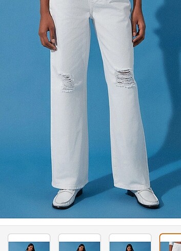 40 Beden beyaz Renk Yırtık jeans