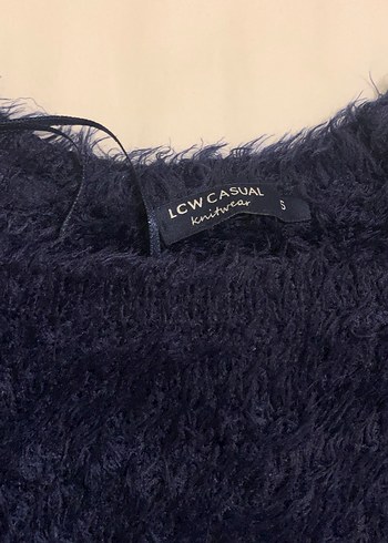 Kadın Şacivert Uzun Kollu Kürklü Kazak - Görsel 2