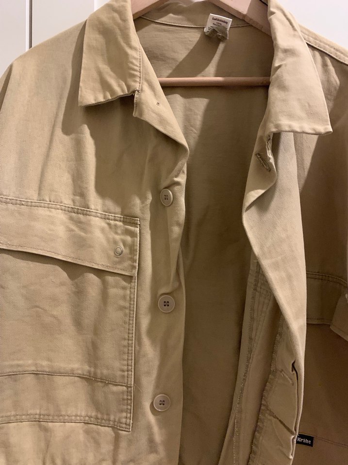 Bej Düğmeli Kadın Keten Ceket - Görsel 2