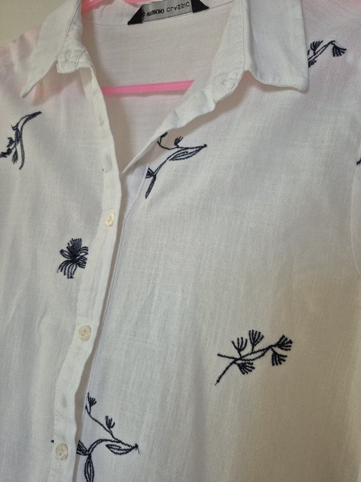 Desenli Pamuklu Uzun Kollu Kadın Gömlek - Görsel 2