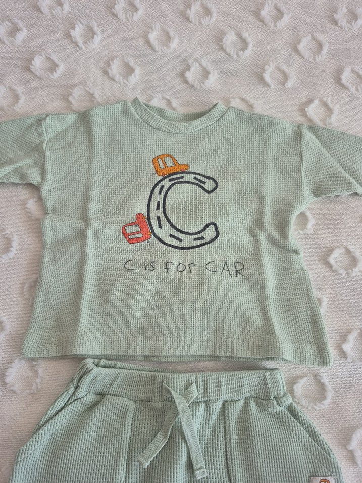 Yeşil Erkek Bebek Waffle 2'li Takım - Görsel 2